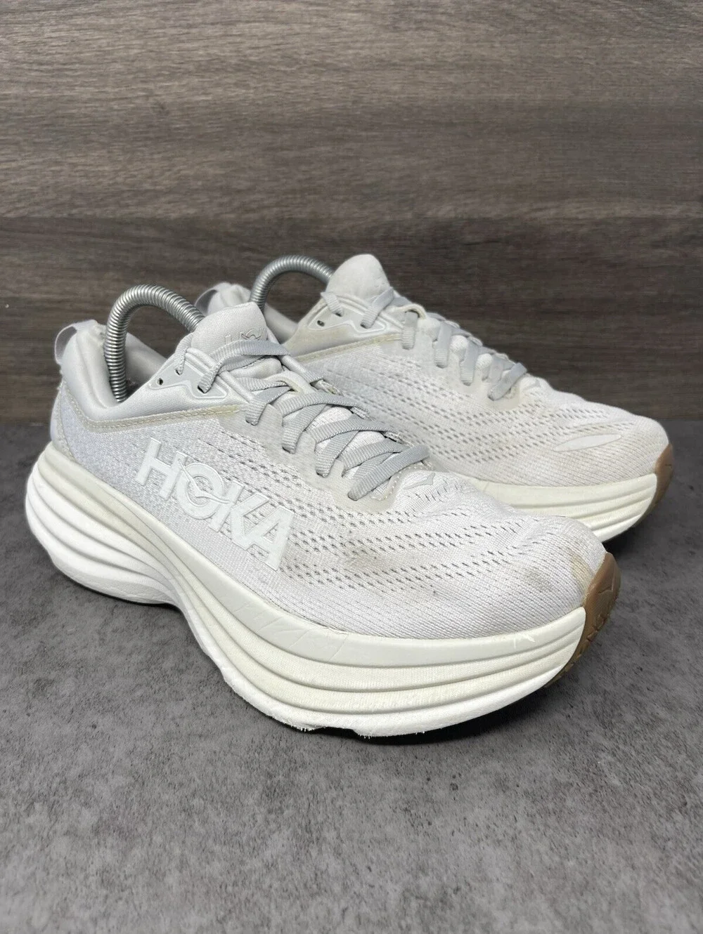 HOKA Bondi 8 Womens Size 8.5 B Lunar Rock Nimbus Cloud Running Walking Shoes